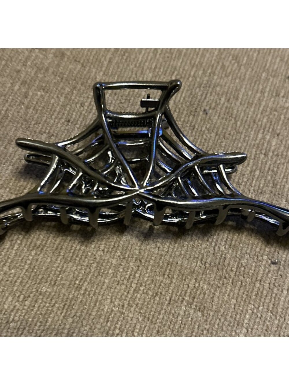 Spider Web Hair Clip Claw 4”long X 2” High  Dark Silver Color Goth Emo Punk New